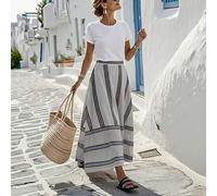 Damen Lässig-Urlaubs-Strand-Reise-Vielseitiger Einfacher Gestreifter A-Linien-Rock für Frühling/Sommer