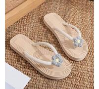 Damen Lässig Zehentrenner Sandalen, flache Flip Flops in Beige, Grau und minimalistischem Design für Strandurlaub