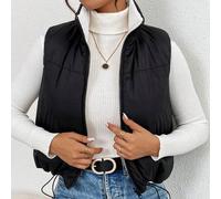 Damen lässige umkehrbare ärmelloser Kontrast Farbstehkragen Steppjacke, Herbst/Winter