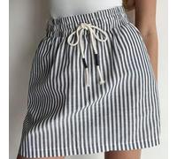 Damen lässiger gestreifter A-Linien Mini-Rock mit Tasche, Konzertoutfit für Frauen, europäischer Sommer, Sommeroutfit für Frauen, Westen, Lässig