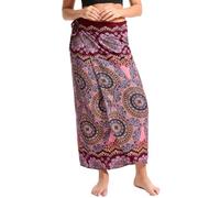 Damen Lang Gedruckter Rock Bohemien Maxirock Verstellbares Riemen Kleid Sommer Strandrock