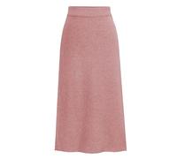 Damen Lang Strickrock High Waist Gestrickt Elegant Rock Frühling Herbst Winter Warm Dehnbarer Strickrock Einfarbig Maxi Faltenrock Slim Fit Winterrock Freizeitrock Stretch Business Rock (Pink, XL)