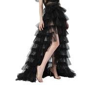 Damen Lang Tüll Rock, fließender Plisseerock mit hoher Taille | Tutu Petticoat für Abschlussball, Hochzeit, Party, bodenlanger Maxirock aus Tüll