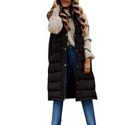 Damen Lang Weste Steppweste Winter Daunenweste Übergangsweste Warmer Daunenmantel Hooded Frauen Softshelljacke Mit Kapuze Leicht Ärmellos Jacke mit Reissverschluss Taschen Wintermantel Winterjacke