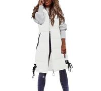 Damen Lang Weste Steppweste Winter Daunenweste Übergangsweste Warmer Daunenmantel Hooded Frauen Softshelljacke Mit Kapuze Leicht Ärmellos Jacke mit Reissverschluss Taschen Wintermantel Winterjacke