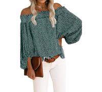 Damen Langarm Bluse schulterfrei Top Shirt Oberteile schulterfrei T-Shirt Pullover lässig langärmelig Bluse Tunika Tops schulterfrei Blusen sexy Oberteile Chiffon Laternenärmel lässiges T-Shirt