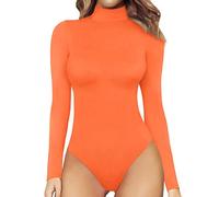 Damen Langarm Body Langarmshirt Stehkragen Bodysuit Top Slim Fit Oberteil Body Einfarbig Unterziehbody mit Rollkragen Jumpsuit Pullover Bequem Elegant Rolli Rollkragenshirt Oberteil Basic Langarmbody