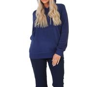Damen Langarm Frottee Schlafanzug Oberteil Hoodie Mix & Match - ideal zu kombinieren, Farbe:Marine, Größe:48-50