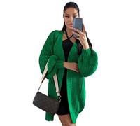 Damen Langarm Lose Strickjacke Cardigan Casual Solid Lang Pullover Herbst Winter Warm Mantel, grün, L