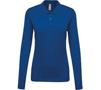 Damen Langarm-Polohemd. Baumwollpiqué - Farbe: Light Royal Blue - Größe: S