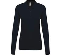 Damen Langarm-Polohemd. Baumwollpiqué - Farbe: Navy - Größe: 3XL