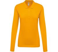 Damen Langarm-Polohemd. Baumwollpiqué - Farbe: Yellow - Größe: M