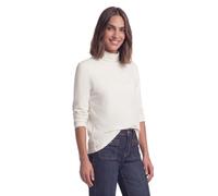 Langarmshirt STREET ONE, Damen, Gr. 46, weiß (sanftes weiß), Web, 48% Baumwolle, 48% Modal, 4% Elasthan, unifarben, comfort fit normal, hoch geschlossener Ausschnitt, abgesteppt, Shirts Langarmshirt, 