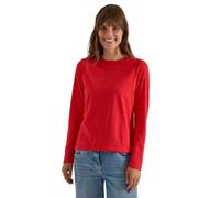 Langarmshirt CECIL, Damen, Gr. XS (36), rot (flame rot), Web, 80% Baumwolle, 20% Polyester, gestreift, comfort fit normal, U-Boot-Ausschnitt, abgesteppt, Shirts Langarmshirt, im soften Baumwoll-Mix, T