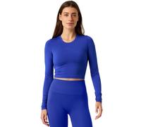 Damen Langarm-T-Shirt Björn Borg Studio Soft Cropped - clematic blue - Blau (XL)