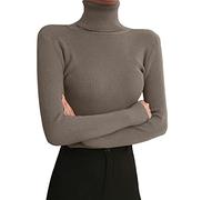 Damen Langarmshirt Gerippt Rollkragenpullover Slim Fit Oberteil Shirt Winter Warm Stretch Basic Tops Thermounterwäsche Unterziehrolli Stehkragen Unterhemd Silm Fit Rollkragenshirt