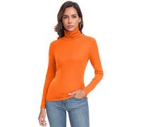 Damen-Langarmshirt, lässig, leicht, Rollkragen, schmale Passform, thermisch, aktiv, Schichthemden, Orange/Abendrot im Zickzackmuster (Sunset Chevron), X-Groß