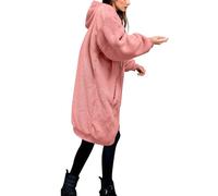 Damen Lange Kapuzenpullover mit Reißverschluss Teddy-Fleece Hoodie Jacke Langarm Winter Pulli Sweatjacke Sweatshirts Kapuzenpullover Streetwear Strickjacke Pullover mit Taschen (XL)
