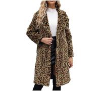 Damen Lange Kunstpelze Jacke Große Größen Leopard Pelzmantel Kuschelig Fellmantel Dicke Warme Kunstfell Mantel Winterjacke Winter Pelzjacke Langarm Wintermantel Lose Felljacke Übergangsjacke