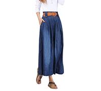 Damen Langer Jeansrock - Midi-Rock Faltenröcke 1 L
