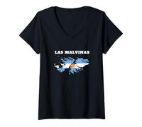 Damen Las Malvinas Argentinien Flagge Karte T-Shirt mit V-Ausschnitt