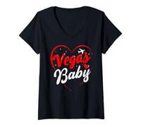 Damen Las Vegas Girls Trip Vegas Baby Damen Wochenendgeburtstagskader T-Shirt mit V-Ausschnitt
