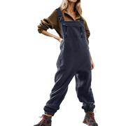 Damen Latzhose Jumpsuit Damen Winter Overall Teddy Fleece Einteiler Flauschig Weich Hausanzug Schlafoverall Lässig Homewear Onesie Warm Elegant Schlafanzug Kuschelig Lang Pyjama