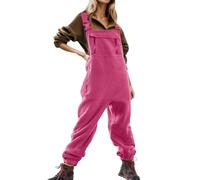 Damen Latzhose Jumpsuit Damen Winter Overall Teddy Fleece Einteiler Flauschig Weich Hausanzug Schlafoverall Lässig Homewear Onesie Warm Elegant Schlafanzug Kuschelig Lang Pyjama