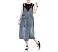 Damen Latzkleid Jeans Rock Trägerrock Freizeitkleid Denimrock Jeanskleid Midi Kleid Azul XL