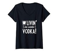 Damen Lebender La Vida Vodka lustiger Trinker T-Shirt mit V-Ausschnitt