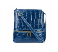 Damen Leder Italienische Messenger Bag Vertikal Kroko