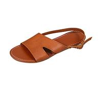 Damen Leder Sandalen Sale Flache Sandaletten Frauen Slingback Sandals Riemchen Schnalle Sandale Römische Sandalette Offene Zehe Sandal Outdoor Strand Trekkingsandalen Leichte Slippers Lässige Schuhe