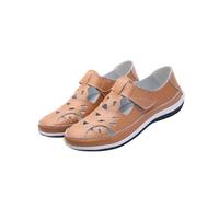 Damen Leder Sandalen Sale Frauen Geschlossene Sandaletten Aushöhlen Pantoffeln Atmungsaktiv Sandalette Outdoor Sport Trekking & Wandersandalen Verstellbare mit Klettverschluss Sandale Leichte Sandals