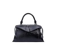 Damen Leder Tote Bag Lässige Handtasche Mit Reißverschluss Crossbody Umhängetasche Hobo Bags,Schwarz
