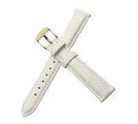 Damen-Lederarmband, kompatibel mit Casio Retro Small Square Watch LTP-1391 1094q, Studenten-Uhrenarmband(White-Golden-K1,17mm)