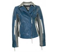 Damen Lederjacke Bikerjacke Lammnappa blau : 46