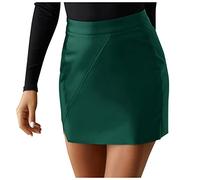 Damen Lederrock Knielang, Hohe Taille Kunstleder Minirock Enges Bleistiftrock Schwarze Pu-Leder-Nähte Split Sexy Herbst Winter Minikleider A Linie Freizeit Leder Rock Mini Röcke Party Clubwear