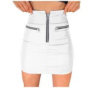 Damen Lederrock Knielang, Hohe Taille Kunstleder Minirock Enges Bleistiftrock Schwarze Pu-Leder-Nähte Split Sexy Herbst Winter Minikleider A Linie Freizeit Leder Rock Mini Röcke Party Clubwear