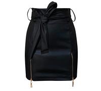 Damen Lederrock Knielang, Hohe Taille Kunstleder Minirock Enges Bleistiftrock Schwarze Pu-Leder-Nähte Split Herbst Minikleider A Linie Leder Rock Mini Röcke Party Clubwear