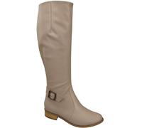 Damen-Lederstiefel Cappuccino Blass Gefüttert Offiziersstiefel, Flach 225 ElitaBut 37