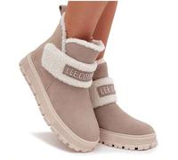 Damen LeeCooper Schneestiefel, Knöchelstiefel, aus natürlichem Veloursleder mit Fellfutter, LCJ-25-01-3739 Grau