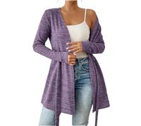 Damen Leichte Strickjacke Langarm Elegant Cardigan Kaschmir Pullover Jacke Cover Up Longstrickjacke Winter Leichte Übergangsjacke Lang Strickmantel Open Front Strickjacken Einfarbig Feinstrickjacke