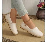 Damen Leinen atmungsaktive Slip-On Casual Bootsschuhe, vielseitige Segeltuch Mode Loafer