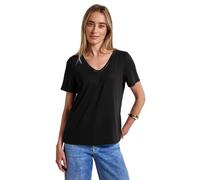 STREET ONE Damen A323527 Leinen-Look T-Shirt, Schwarz, 36