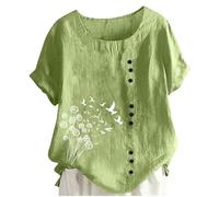 Damen Leinenblend Shirt Mit Rundhalsausschnitt Relaxed Fit Top Aus Atmungsaktivem Material Bequeme Und Weiche Tunika-Bluse Für Den Täglichen Gebrauch Leinenbluse Damen Casual