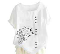 Damen Leinenblend Shirt Mit Rundhalsausschnitt Relaxed Fit Top Aus Atmungsaktivem Material Bequeme Und Weiche Tunika-Bluse Für Den Täglichen Gebrauch Leinenbluse Damen Casual