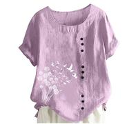 Damen Leinenblend Shirt Mit Rundhalsausschnitt Relaxed Fit Top Aus Atmungsaktivem Material Bequeme Und Weiche Tunika-Bluse Für Den Täglichen Gebrauch Leinenbluse Damen Casual