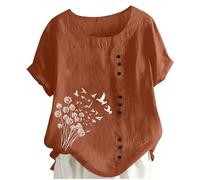 Damen Leinenblend Shirt Mit Rundhalsausschnitt Relaxed Fit Top Aus Atmungsaktivem Material Bequeme Und Weiche Tunika-Bluse Für Den Täglichen Gebrauch Leinenbluse Damen Casual