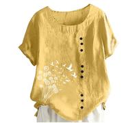 Damen Leinenblend Shirt Mit Rundhalsausschnitt Relaxed Fit Top Aus Atmungsaktivem Material Bequeme Und Weiche Tunika-Bluse Für Den Täglichen Gebrauch Leinenbluse Damen Casual