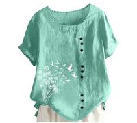 Damen Leinenblend Shirt Mit Rundhalsausschnitt Relaxed Fit Top Aus Atmungsaktivem Material Bequeme Und Weiche Tunika-Bluse Für Den Täglichen Gebrauch Leinenbluse Damen Casual